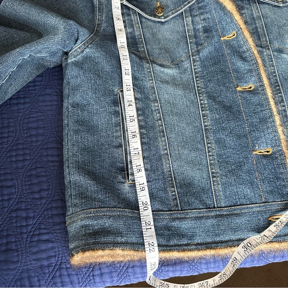 Vintage Marvin Richards Blue Denim Jean Jacket Faux Fur Lined Sz Medium 90s Y2K - Picture 9 of 9